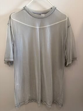 H&M Light Gray Sheer Short Sleeve Tee